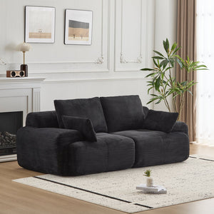 English Elm Modern Memory Foam Compressed Sofa - Pet-Friendly, Modular Loveseat For Living Rooms, Black Corduroy W3723P346963