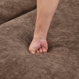 English Elm U-shaped Chenille Sectional Sofa with Dual Chaise Lounges, Tufted Back, Storage Pockets & Pillows Brown N719S002040D