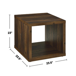 English Elm Square Engineered Wood End Table In Dark Pine - Rustic Accent With Open Shelf For Versatile Storage B016P380670-GIGA