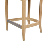 Mid-Century Modern Ivory White Cane Back Counter Stool - Handmade Oak Frame