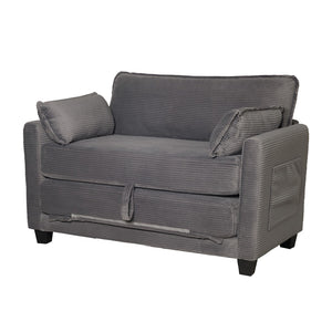 English Elm 2-in-1 Corduroy Loveseat Sleeper with Storage Converts for Living Room or Studio Grey W2715P409861