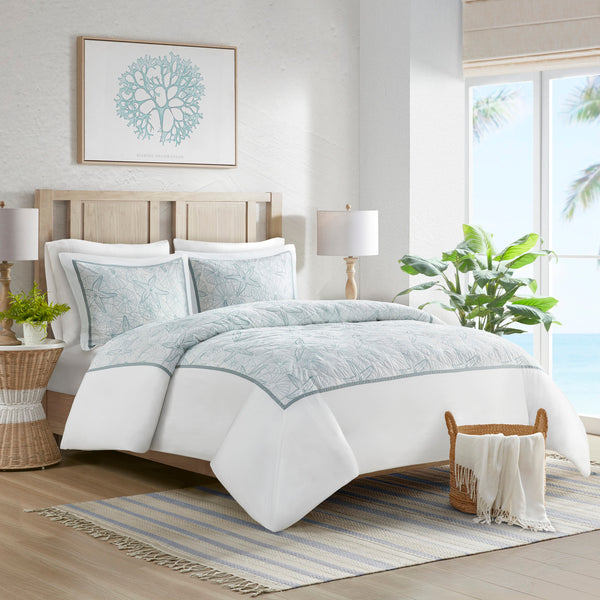 English Elm Duvet Harbor House Maya Bay Embroidered Seashell & Sand Dollar 200TC Cotton Full/Queen Set Multicolor 11.81 L x 9.84 W x 5.12 H B03595771
