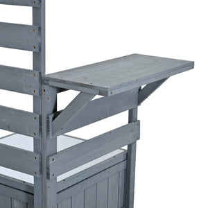English Elm Topmax Modular Fir Wood Outdoor Kitchen Cart Stainless Steel Prep Station Gray N717P417963E