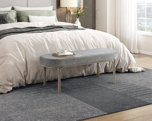 English Elm Modern Upholstered Bench with Channel Tufting and Plush Foam Seat on Sleek Metal Frame for Entryway Champagne,Gray 50.5 L x 19.25 W x 13.25 H B011P361972