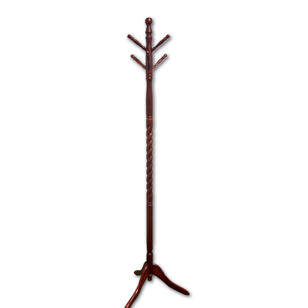 English Elm 71.5" Twist Wooden Standing Coat Rack with Cherry Finish — 71.5in Tree-Style Hat & Scarf Organizer, Lightweight B072115909
