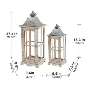 English Elm Wooden Candle Lantern Set – Rustic Hurricane Holders For Home, Garden, Weddings, Indoor & Outdoor Use W2078131628-GIGA