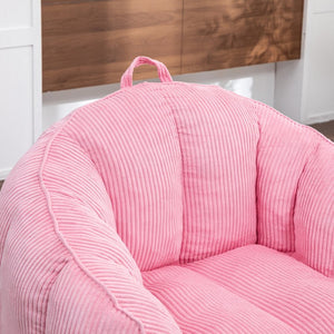 English Elm Giant Corduroy Bean Bag with Armrests Shredded Foam Lounge Chair for Living Room Pink W2200P442630