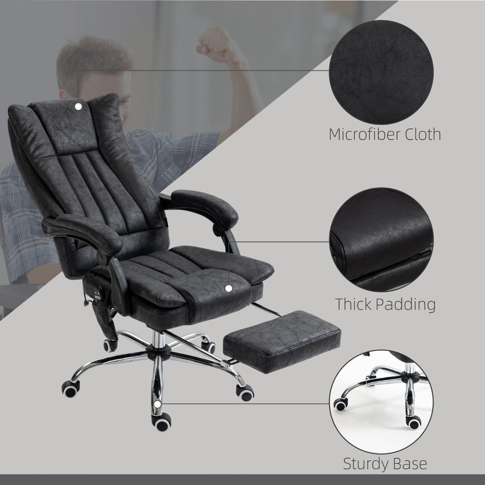 English Elm Vinsetto Microfiber Office Chair With Massage & Heat - Adjustable Height, Footrest & Ergonomic Support W2225P217521-GIGA