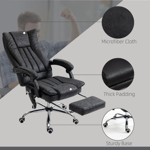 English Elm Vinsetto Microfiber Office Chair With Massage & Heat - Adjustable Height, Footrest & Ergonomic Support W2225P217521-GIGA