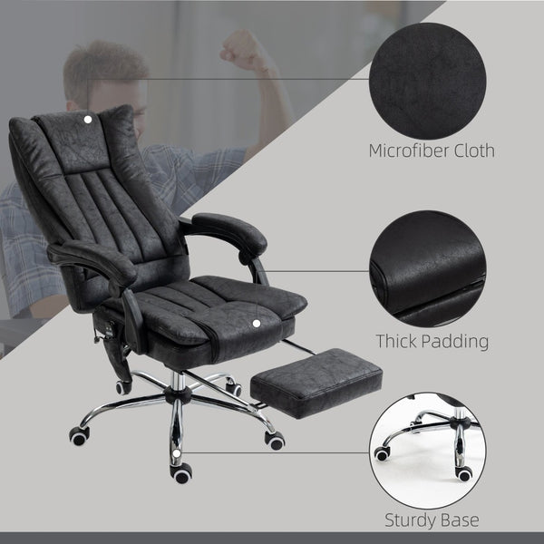 English Elm Vinsetto Microfiber Office Chair With Massage & Heat - Adjustable Height, Footrest & Ergonomic Support W2225P217521-GIGA