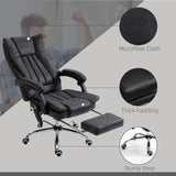 English Elm Vinsetto Microfiber Office Chair, High Back Computer Chair With 6 Point Massage, Heat, Adjustable Height and Retractable Footrest, Black