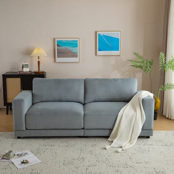 English Elm Christopher Knight Home® - 81'' Modern Square Arm Sofa with High-Density Foam Cushions, Durable Wooden Frame, Fresh White Look Gray N767P240700G_N767P240702G