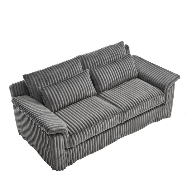 English Elm 74" Corduroy Loveseat Plush 2-seater Sofa with Pillow Arms for Compact Living Spaces Gray W1669P368988