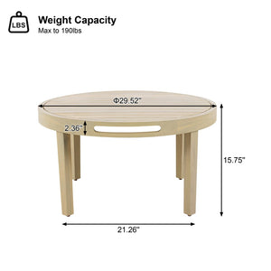English Elm Outdoor Acacia Wood Loveseat Set with Woven Rope Detail and Slatted Coffee Table Cream,Dark Gray,Light Teak N768P363954L