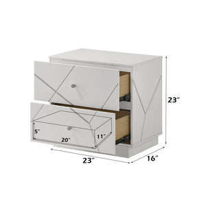 English Elm Esther Two Drawer Gloss Lacquer Nightstand with Embossed Detail for Modern Bedrooms B2726P442556