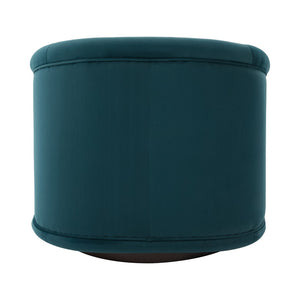 English Elm Swivel Barrel Chair Pumpkin Sculptural Velvet Upholstered with Walnut Wood Round Base Teal W3244P427742