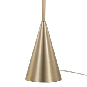 English Elm Cone 64" Contemporary Metal Floor Lamp Gold with White Linen Drum Shade, Slim Cone Base, Pull Chain B202P224209