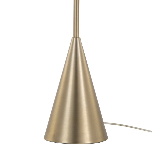 English Elm Cone 64" Contemporary Metal Floor Lamp Gold with White Linen Drum Shade, Slim Cone Base, Pull Chain B202P224209