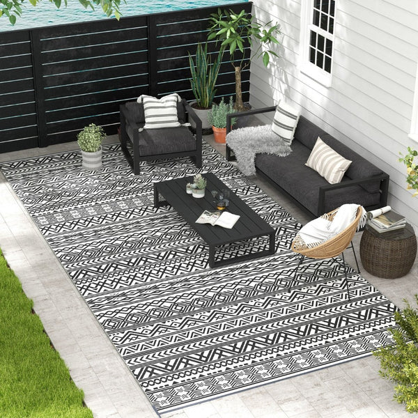 English Elm Outsunny Reversible Polypropylene Outdoor Rug Geometric Waterproof Mat for Camping Decks W2225P174555