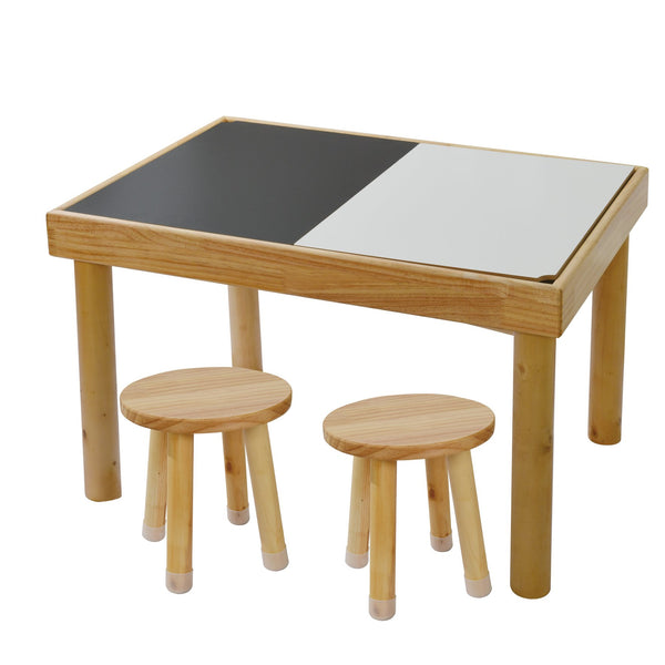 English Elm Sensory Wooden Toddler Table with 2 Chairs, Double-Sided Sand & Water Playboard, Safe Craft Station W2203P363300