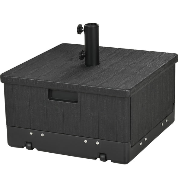 English Elm Outsunny 3-In-1 Outdoor Umbrella Base & Coffee Table Planter With Wheels, 175Lbs Capacity, Black W2225P229301-GIGA