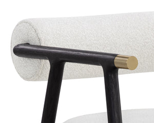 Sunpan Sova Dining Armchair - Mid-Century Modern Design with Solid Oak Frame & Stylish Brass Accents