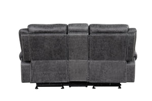 English Elm Zubaida Dark Gray Microfiber Power Motion Loveseat w/USB, Console & Cup Holders, Pocket Coil Comfort B2726P283802