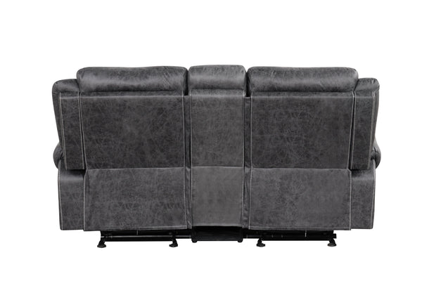 English Elm Zubaida Dark Gray Microfiber Power Motion Loveseat w/USB, Console & Cup Holders, Pocket Coil Comfort B2726P283802