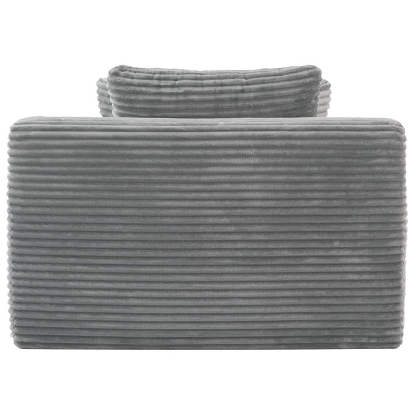 English Elm Full- Corduroy Chaise Lounge Sofa Bed 48.8" Deep Seating Modern Sleeper with Plush Pillows Grey N719P288545E