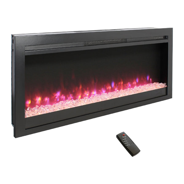English Elm 44 Inch Recessed Electric Fireplace with Led Flame Heater and Remote for Living Rooms W1769P171421