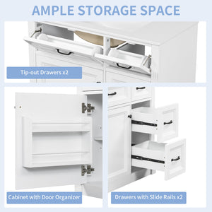 English Elm 36 Inch Bathroom Vanity With Sink – Modern Design, Soft-Close Drawers & Adjustable Storage Shelf, White Finish N725P336549K