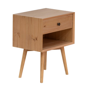 English Elm Walker Edison - Mid-Century Solid Pine 1-Drawer Nightstand with Open Cubby, Metal Hardware, Smooth Wood Slides B185P169294