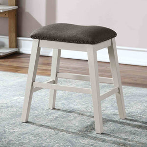 English Elm Set of 2 Counter Height Stools White Wood Frame Gray Padded Seat Farmhouse Kitchen B2741P439945