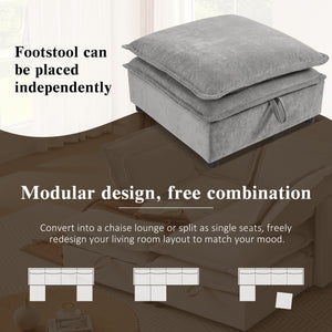 English Elm U_Style Large U-Shaped Modular 6-Seater Sofa with Storage, Convertible Sofa Bed, Removable Covers, Modern Comfort and Durable Frame Grey WY000447AAE