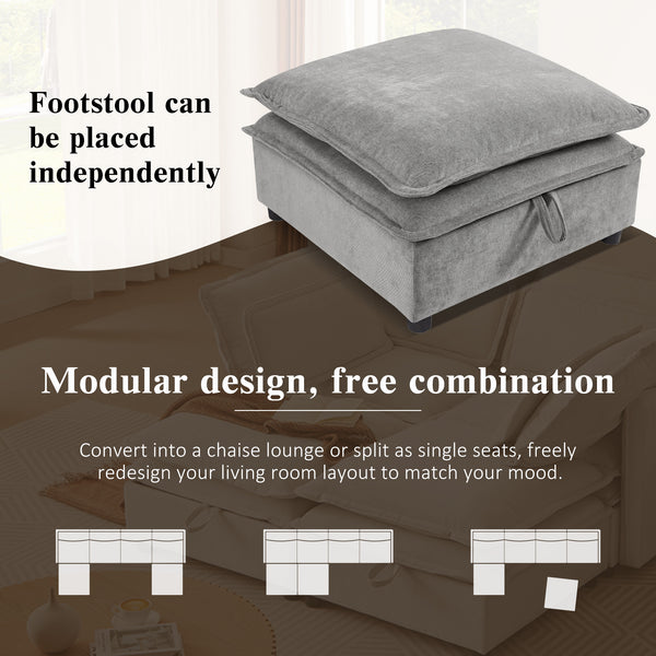 English Elm U_Style Large U-Shaped Modular 6-Seater Sofa with Storage, Convertible Sofa Bed, Removable Covers, Modern Comfort and Durable Frame Grey WY000447AAE