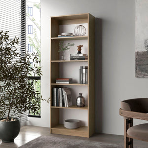 English Elm Natural Oak And White 5-Shelf Bookcase: Modern Storage Solution For Stylish Home Organization B062P355525