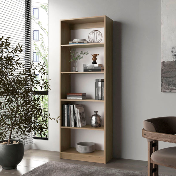 English Elm Natural Oak And White 5-Shelf Bookcase: Modern Storage Solution For Stylish Home Organization B062P355525
