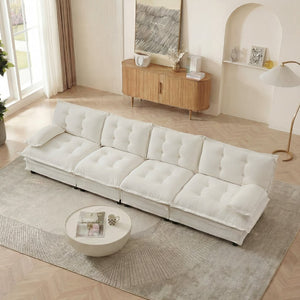 English Elm 138" Modular Cloud Sectional Sofa Deep Seat Chenille Upholstery for Living Room W714S01681