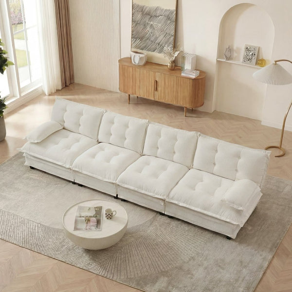 English Elm 138" Modular Cloud Sectional Sofa Deep Seat Chenille Upholstery for Living Room W714S01681