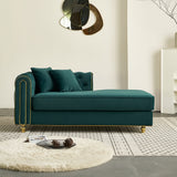 Velvet Chaise Lounge, Modern Luxury Furniture with Tufted Back, 2 Toss Pillows, Green Color - 66.9''W