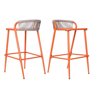 English Elm Christopher Knight Home® - Outdoor 29" Seat Height Aluminum Barstools with Rope Scallop Backrest, Rust-Resistant Patio Set Orange N772P247736O