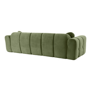 English Elm 98.4" Corduroy Cloud Puff Sofa Vacuum Packed 4-seater Living Room Couch with Pillows Green W5515P477307