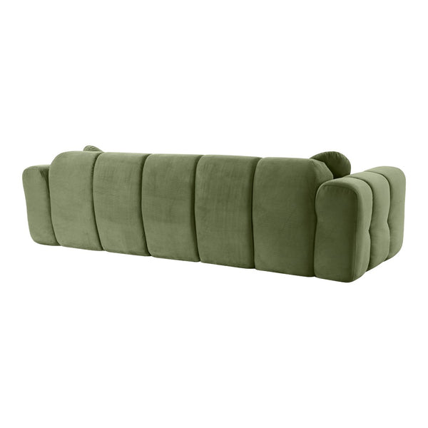 English Elm 98.4" Corduroy Cloud Puff Sofa Vacuum Packed 4-seater Living Room Couch with Pillows Green W5515P477307