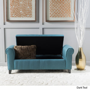 English Elm Christopher Knight Home® - HAYES Armed Storage Bench with Rolled Arms and Plush Upholstery — Compact Storage Seating for Homes Teal 57735.00DTE