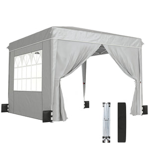 English Elm Convenient Pop up Canopy 10x10 Steel Frame Upf50 Oxford Roof with Sidewalls Included Light Gray,White T3971P454719