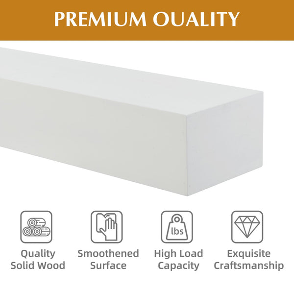 English Elm 60'' Paulownia Wood Floating Mantel Shelf Farmhouse Rustic Wall Display 70 Lb W2640P454232
