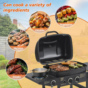 English Elm 2 Burner Propane Grill with Side Stainless Steel 24000 Btu Outdoor Patio W1820P341739