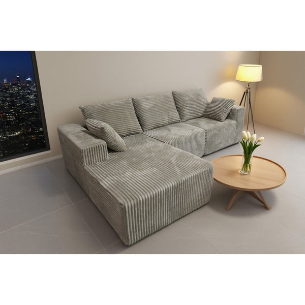 English Elm Corner Modular Sectional Sofa with Plush Fabric Converts to Loveseat or Guest Bed Gray W3064S00002