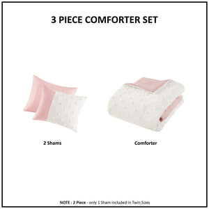 JLA Home Intelligent Design - Colorblock Jacquard Pompom Comforter Set — Vibrant Colorblock Design, Hypoallergenic, Machine Washable (OEKO-TEX) ID10-2426