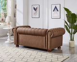 English Elm Classic Chesterfield Sofa Loveseat For Living Room Brown Faux Leather